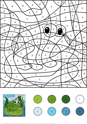 Frog Color By Number Coloring Page